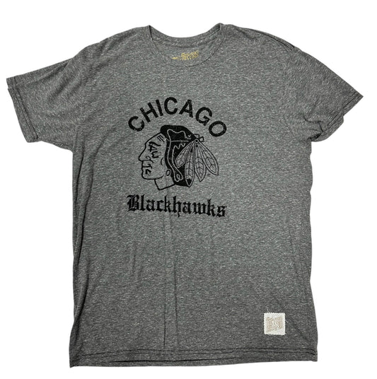 Men's Chicago Blackhawks Old English Gray Textured Tri Blend Tee - Pro Jersey Sports