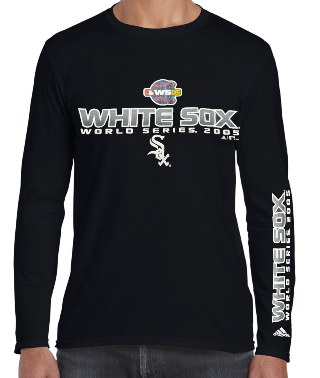 Men's adidas Chicago White Sox 2005 World Series Bound Black Long Sleeve Tee - Pro Jersey Sports