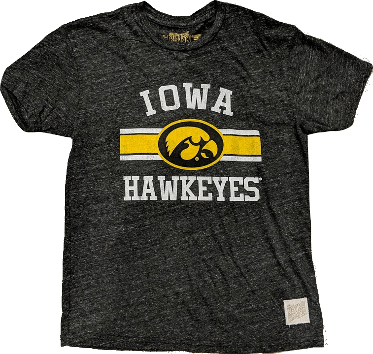 Men's NCAA Iowa Hawkeyes Retro Brand Charcoal Gray TriBlend Tee - Pro Jersey Sports