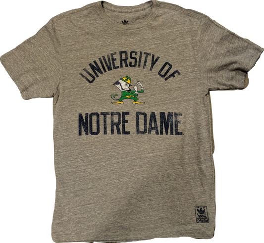 Men's NCAA Notre Dame Fighting Irish Gym Class College Vault adidas Triblend Gray Tee