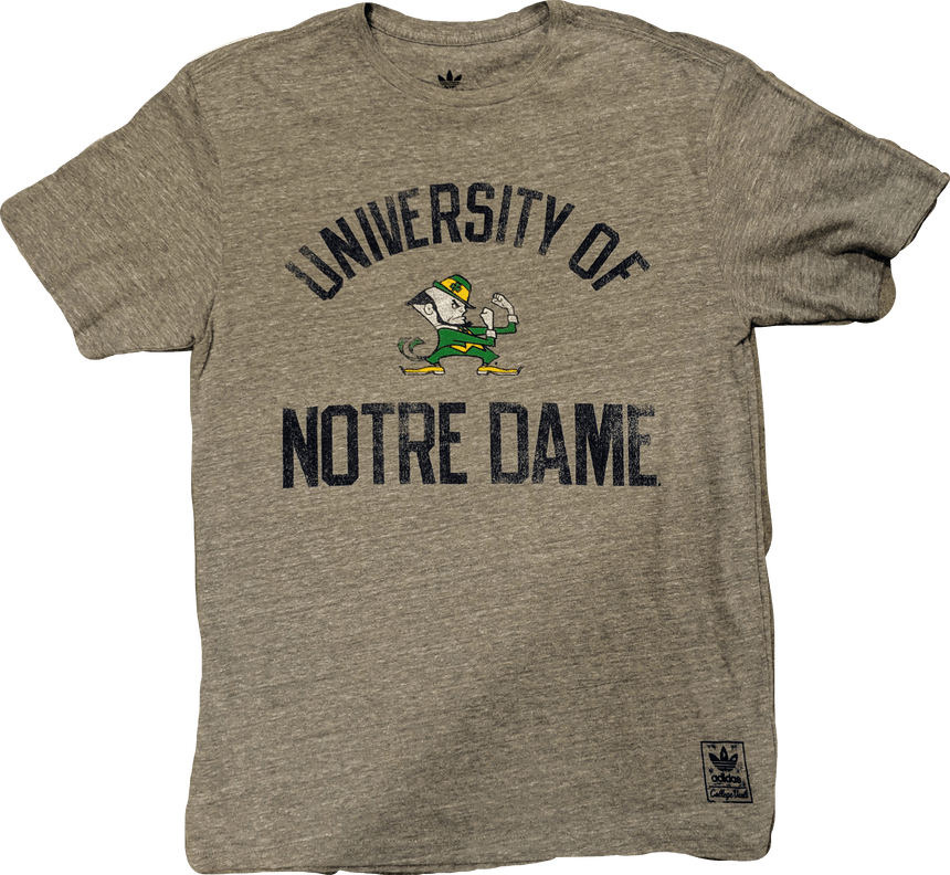 Men's NCAA Notre Dame Fighting Irish Gym Class College Vault adidas Triblend Gray Tee - Pro Jersey Sports