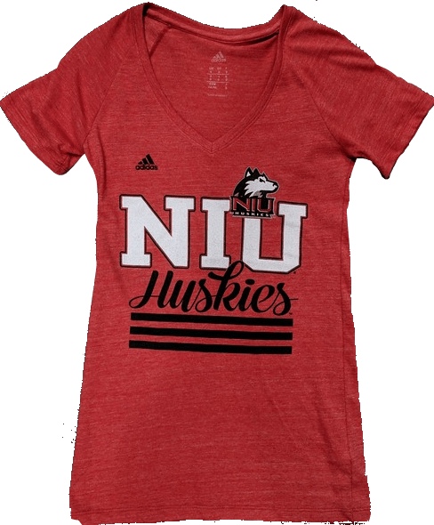 Womens NCAA Northern Illinois University Huskies Red adidas Heathered Tri-Blend Tee - Pro Jersey Sports