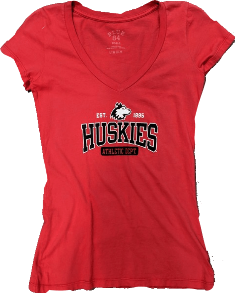 Womens NCAA Northern Illinois Huskies Red Athletic Department V-Neck Tee - Pro Jersey Sports