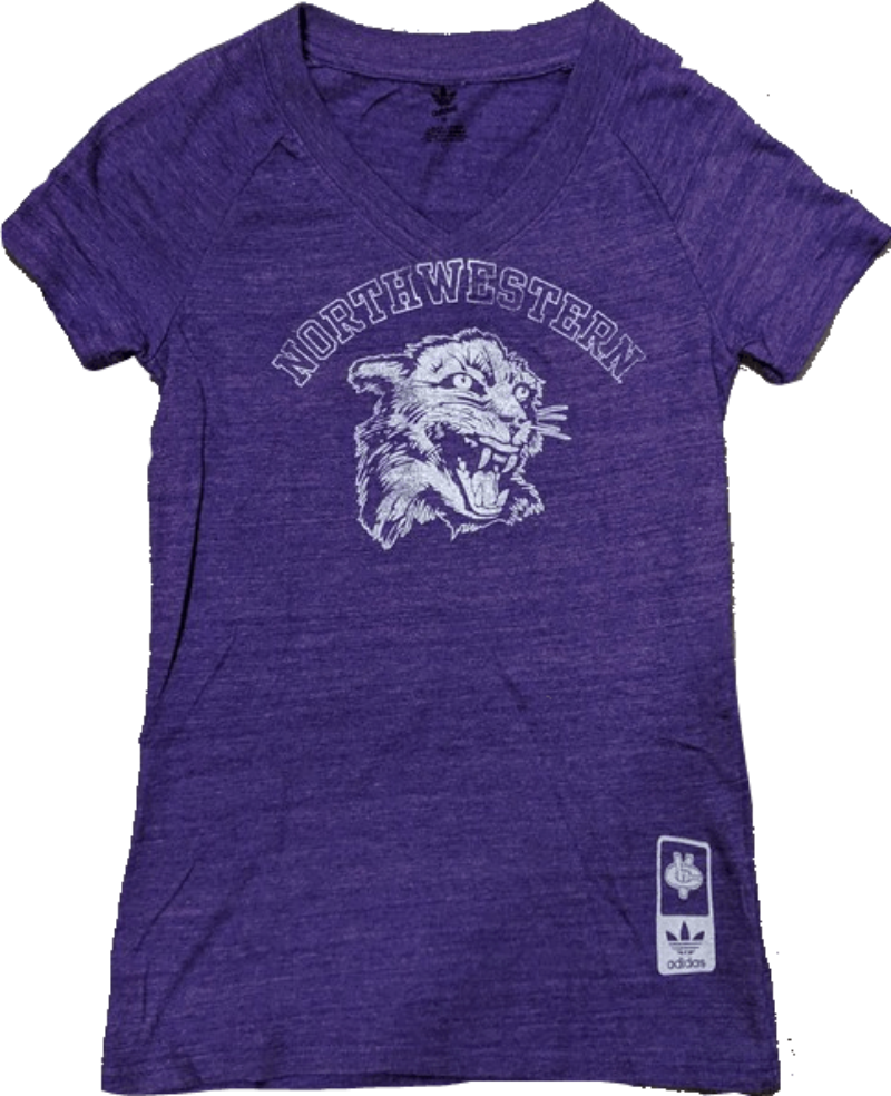 NCAA Northwestern Wildcats Women's Heather Purple adidas Originals Vault Tri-Blend V-Neck T-Shirt - Pro Jersey Sports