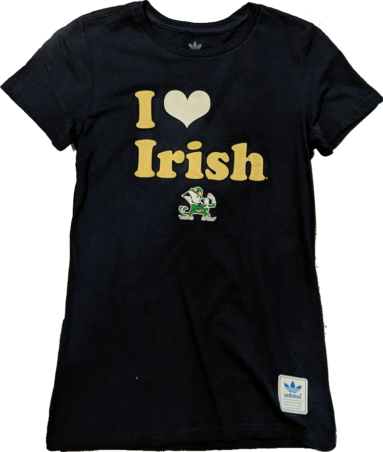Womens NCAA Notre Dame Fighting Irish "I Love Irish" Navy Adidas Tee - Pro Jersey Sports