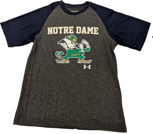 Youth Notre Dame Fighting Irish Graphite/Navy Heatgear Performance Tee - Pro Jersey Sports