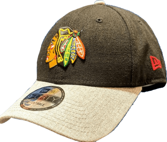 NHL Chicago Blackhawks New Era League 2 Heather Black/Heather Gray 9FORTY Adjustable Hat - Pro Jersey Sports