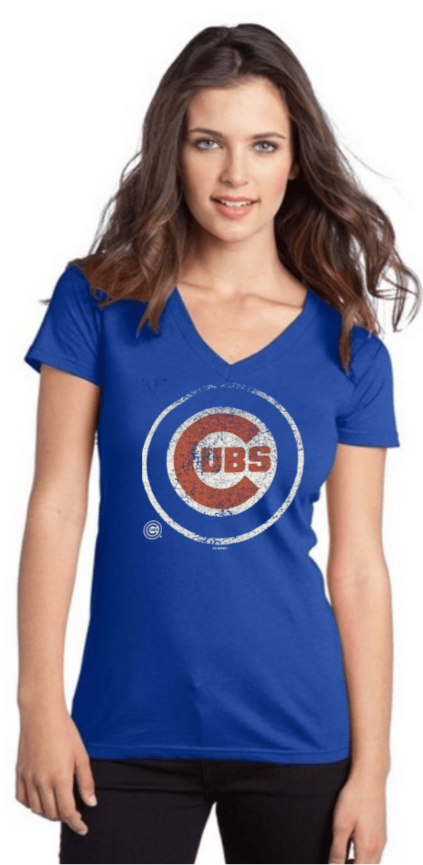 Womens Chicago Cubs Bullseye V-Neck Tee - Pro Jersey Sports