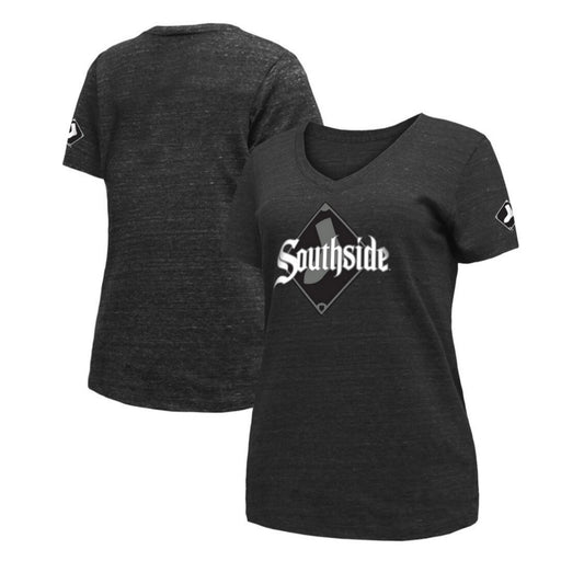 Women's Chicago White Sox City Connect New Era Tri-Blend V-Neck T-Shirt - Black - Pro Jersey Sports