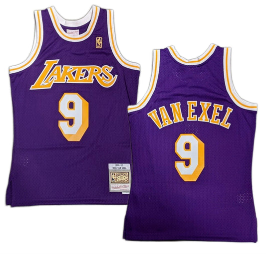 Men's Mitchell & Ness Nick Van Exel Los Angeles Lakers Purple 1996-97 Hardwood Classics Swingman Jersey - Pro Jersey Sports