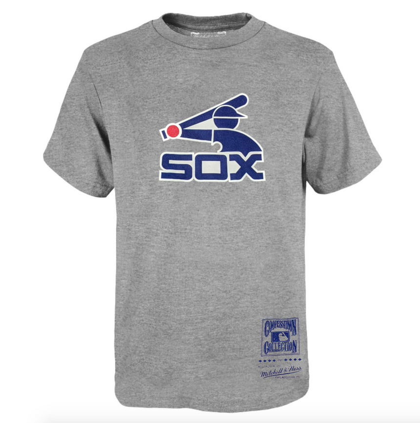 Youth Chicago White Sox Mitchell and Ness Heather Gray Retro Logo T-Shirt - Pro Jersey Sports