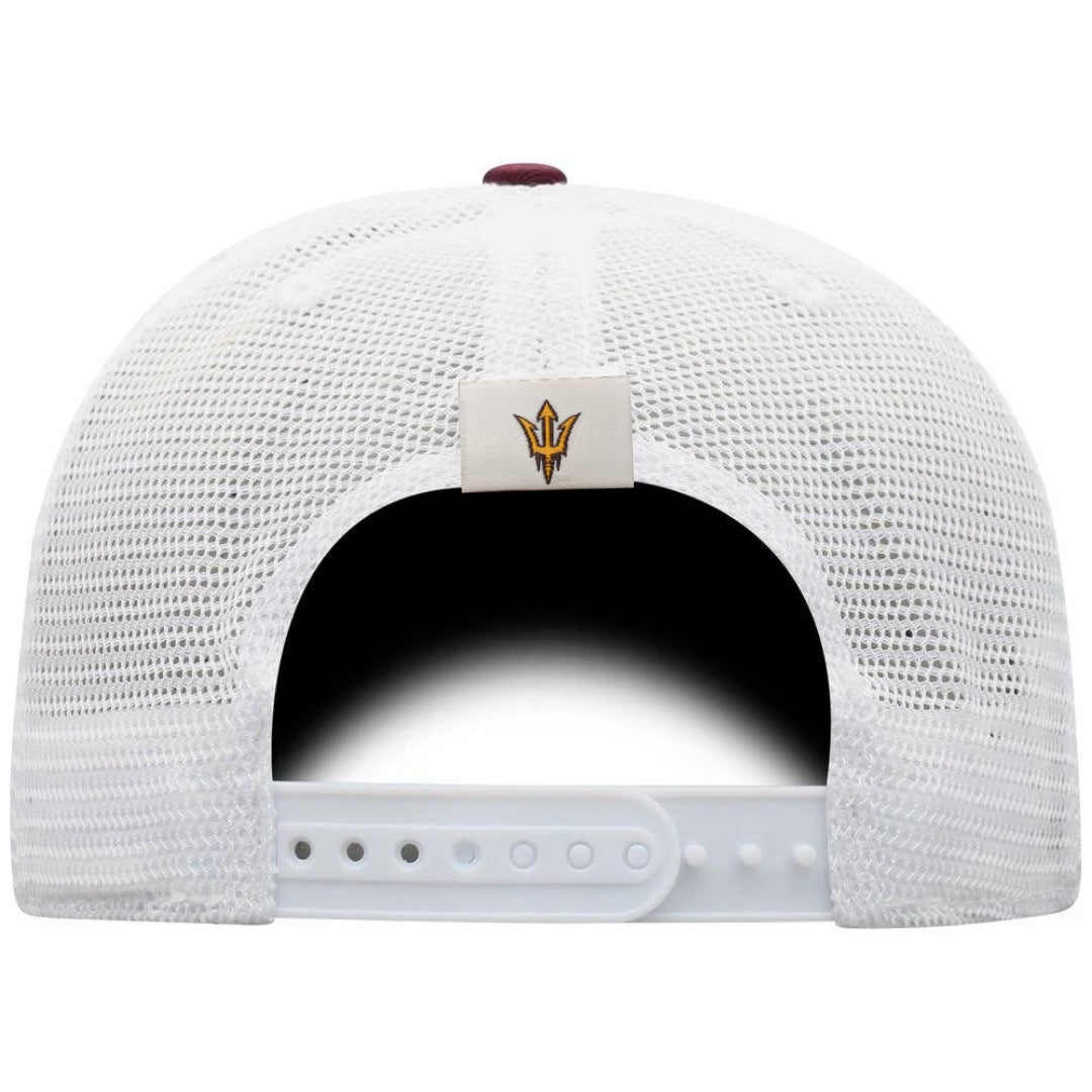 Men's Arizona State Sun Devils ASU Top of the World Victory Maroon/White Trucker Snapback Hat - Pro Jersey Sports