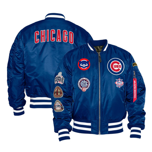 Men's Chicago Cubs Alpha Industries X New Era Royal Blue MA-1 Bomber Jacket