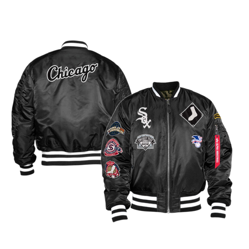 Men's Chicago White Sox Alpha Industries X New Era Black MA-1 Bomber Jacket - Pro Jersey Sports