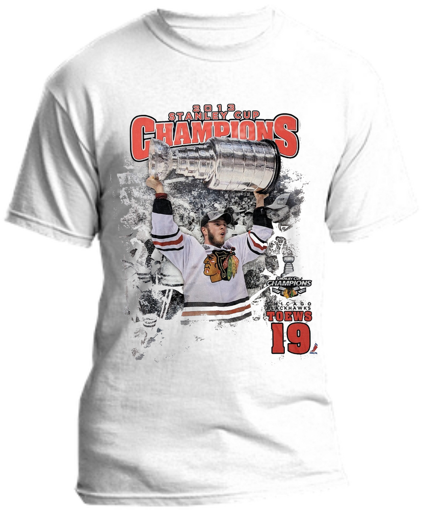 Men's Chicago Blackhawks 2013 Stanley Cup Champions Jonathan Toews White Performance Tee By Levelwear - Pro Jersey Sports