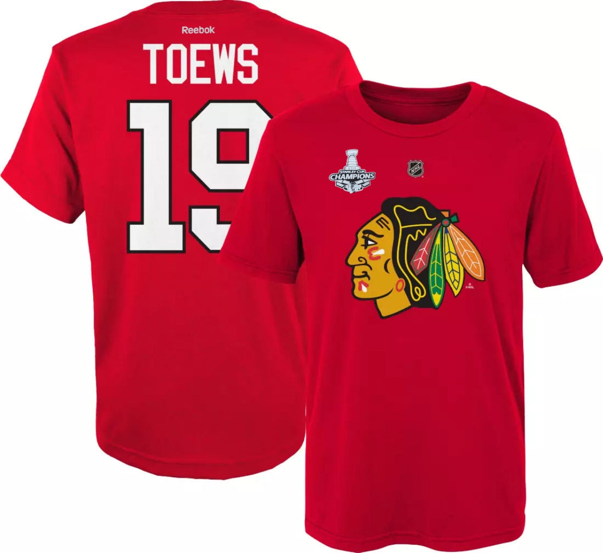 Youth Jonathan Toews Chicago Blackhawks 2013 Stanley Cup Champions Red NHL Red T-Shirt - Pro Jersey Sports