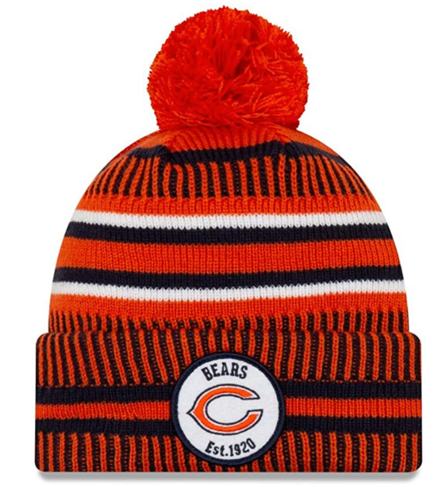 Men's Chicago Bears New Era Navy/Orange 2019 NFL Sideline Home Official Logo Sport Knit Hat - Pro Jersey Sports
