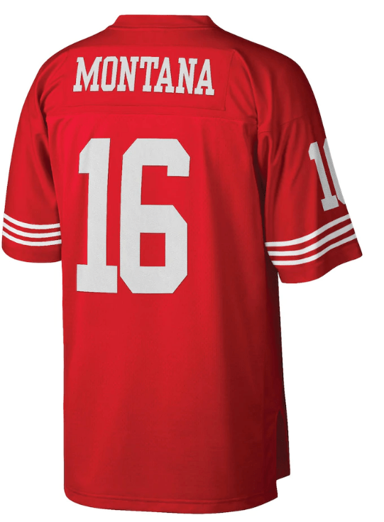 Mens San Francisco 49ers Joe Montana Mitchell & Ness Scarlet Retired Player Vintage Replica Jersey - Pro Jersey Sports