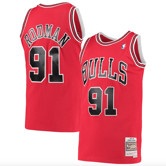 Men's Chicago Bulls Dennis Rodman Mitchell & Ness Red 1997-98 Hardwood Classics Swingman Jersey - Pro Jersey Sports