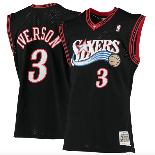 Men’s Allen Iverson Philadelphia 76ers 2000-2001 Swingman Black Replica Jersey By Mitchell & Ness - Pro Jersey Sports