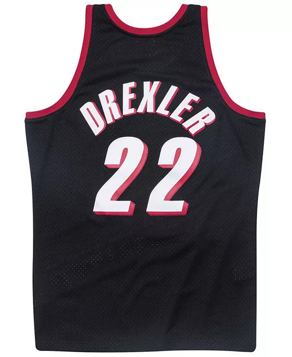 Men's Clyde Drexler Portland Trail Blazers Mitchell & Ness Black/Red/White Hardwood Classics Swingman Jersey - Pro Jersey Sports