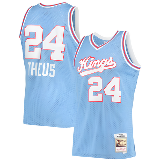 Men’s Reggie Theus Sacramento Kings 1985-86 Powder Blue Swingman Replica Jersey By Mitchell & Ness - Pro Jersey Sports