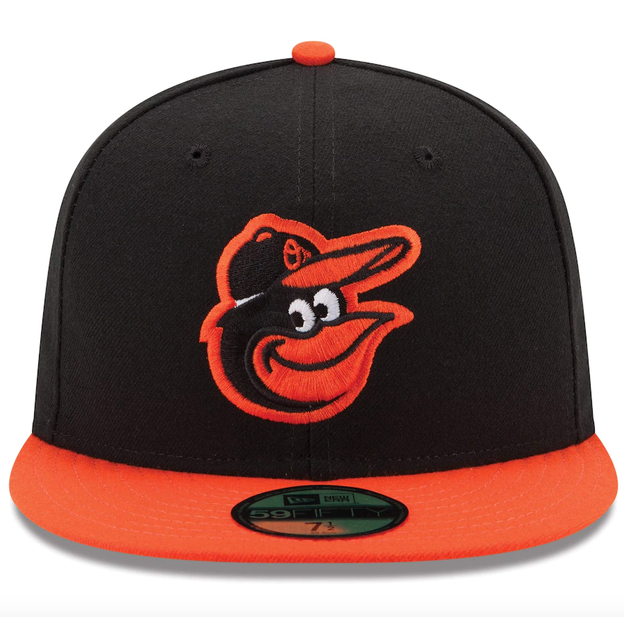 Men's Baltimore Orioles New Era Black/Orange Road Authentic Collection On-Field 59FIFTY Fitted Hat