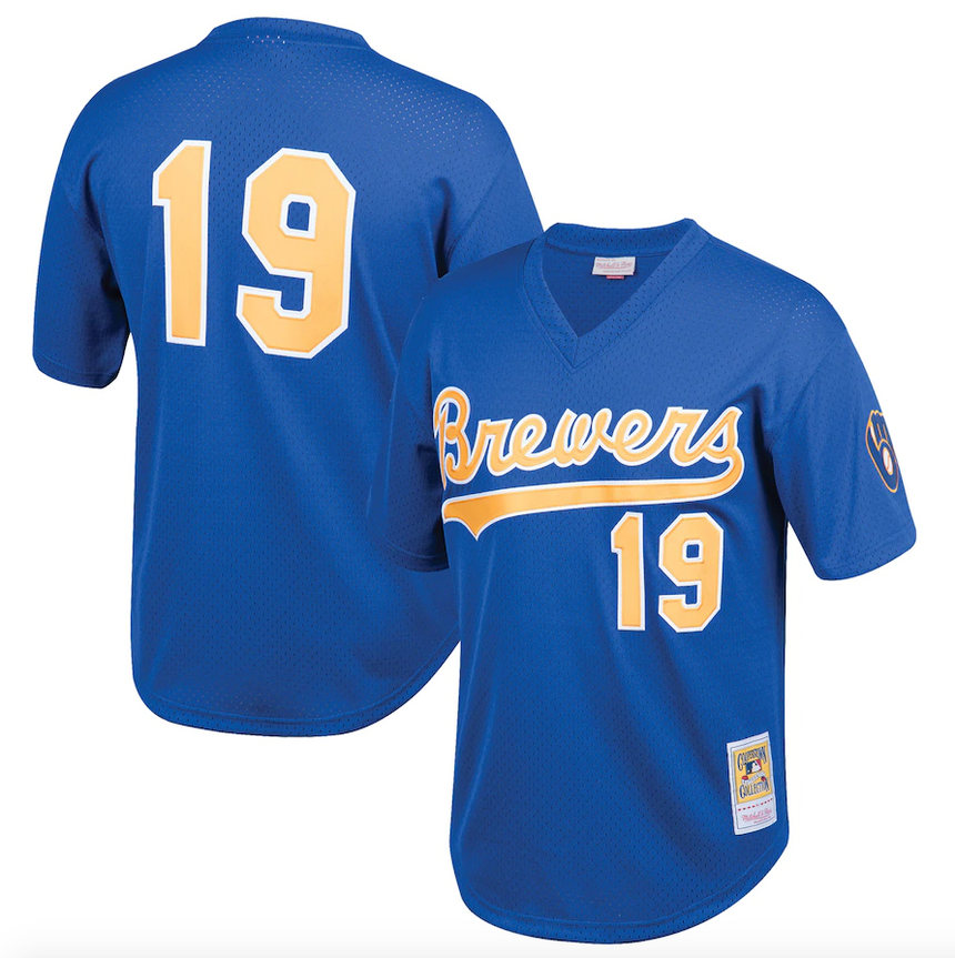 Men's Milwaukee Brewers Robin Yount Mitchell & Ness Royal Cooperstown Collection 1991 Mesh Batting Practice Jersey - Pro Jersey Sports