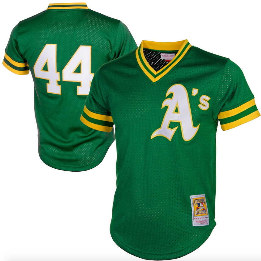 Men's Oakland Athletics Reggie Jackson Mitchell & Ness Green Cooperstown 1987 Mesh Batting Practice Jersey - Pro Jersey Sports