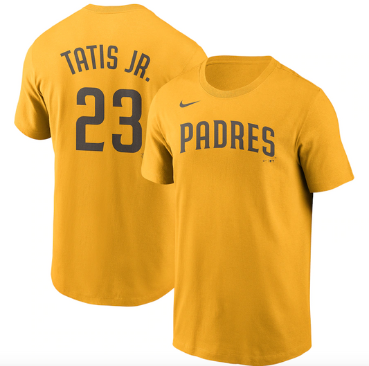 Men's San Diego Padres Fernando Tatís Jr. Nike Gold Name & Number T-Shirt