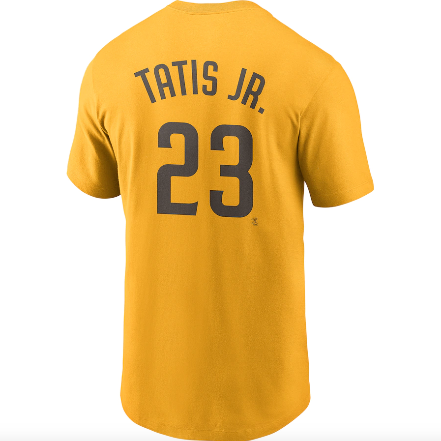 Men's San Diego Padres Fernando Tatís Jr. Nike Gold Name & Number T-Shirt - Pro Jersey Sports