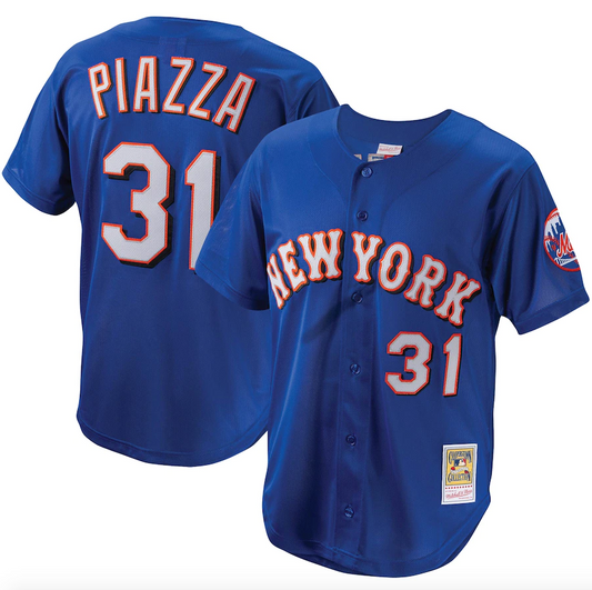Men's Mitchell & Ness Mike Piazza New York Mets Royal Cooperstown Collection Batting Practice Jersey