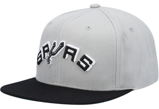 Copy of Mens NBA San Antonio Spurs Silver/Black Wool 2 Tone Snapback Hat By Mitchell And Ness - Pro Jersey Sports