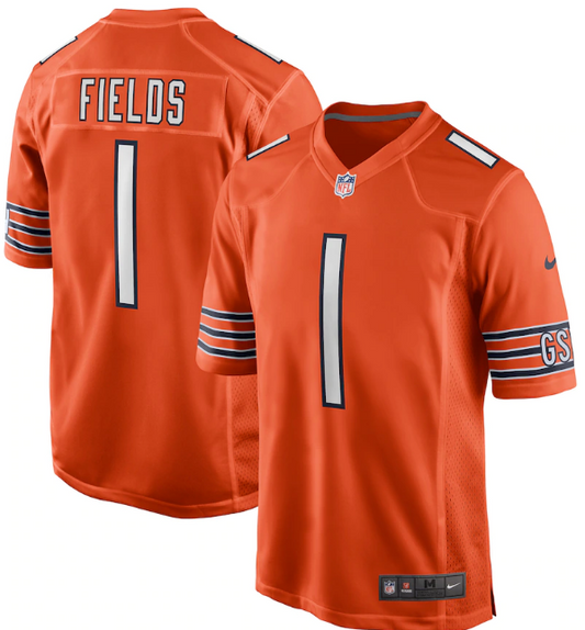 Chicago Bears Justin Fields Mens Nike Orange Replica Game Jersey