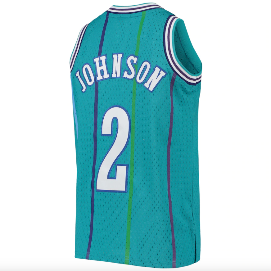 Youth Charlotte Hornets Larry Johnson Mitchell & Ness Teal 1992-93 Hardwood Classics Swingman Jersey