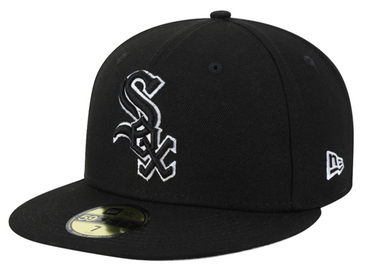 Men's New Era Chicago White Sox B-Dub 59Fifty Black Fitted Hat - Pro Jersey Sports