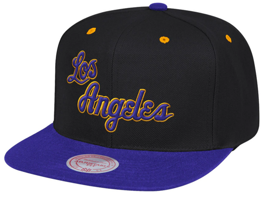 Men's Mitchell & Ness Purple/Black Los Angeles Lakers Hardwood Classics Reload 2.0 Snapback Adjustable Hat - Pro Jersey Sports