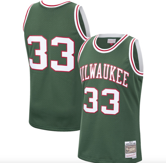 Men's Kareem Abdul-Jabbar Milwaukee Bucks Mitchell & Ness 1970-71 Hardwood Classics Swingman Jersey - Hunter Green - Pro Jersey Sports
