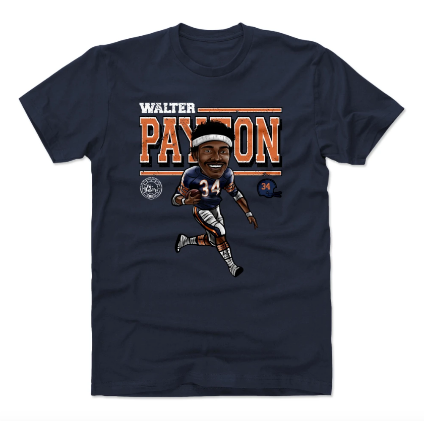 Men's 500 Level Walter Payton Chicago Bears Navy Cartoon Tee - Pro Jersey Sports