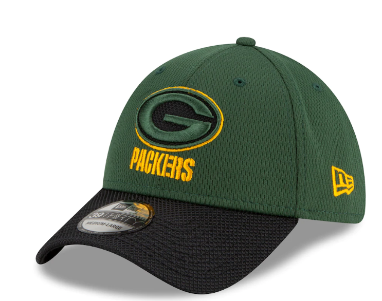 Men's Green Bay Packers New Era Green/Black 2021 NFL Sideline Road 39THIRTY Flex Hat - Pro Jersey Sports