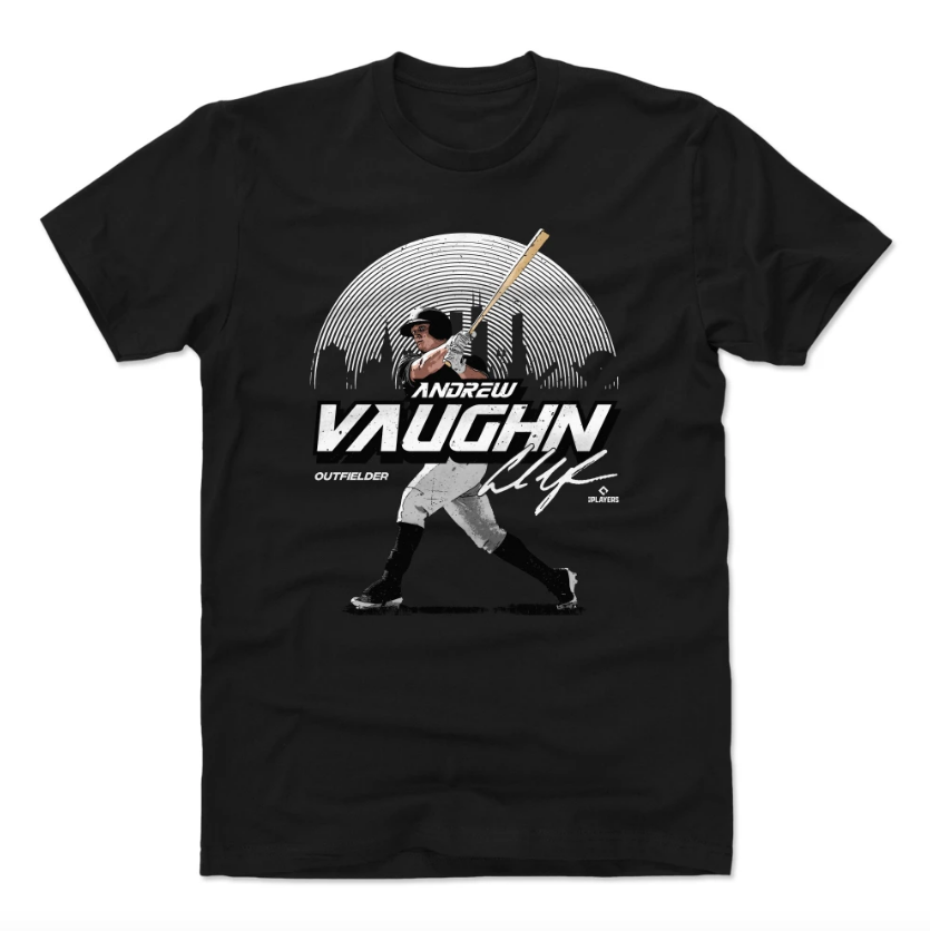 Men's 500 Level Andrew Vaughn Chicago White Sox Skyline Black Tee - Pro Jersey Sports