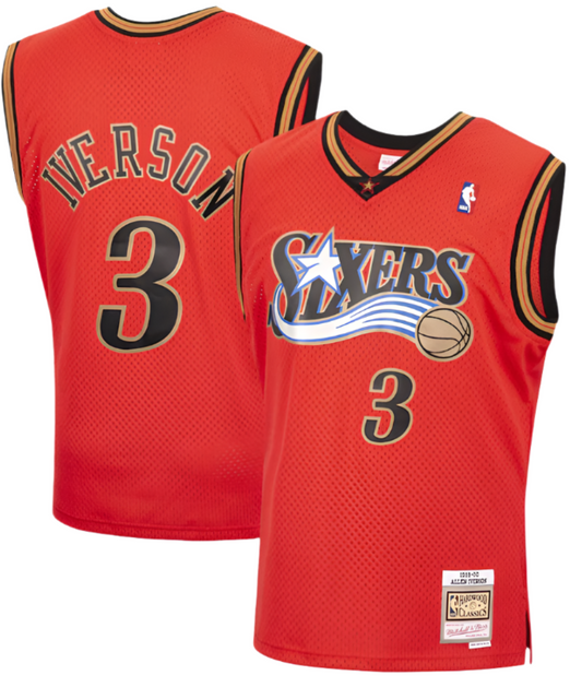 Men's Philadelphia 76ers Allen Iverson Mitchell & Ness Hardwood Classics Reload 2.0 Swingman Jersey - Red - Pro Jersey Sports