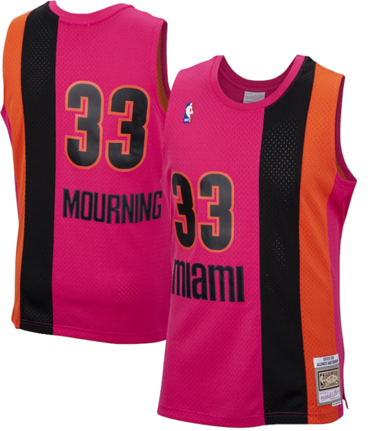 Men's Miami Heat Alonzo Mourning Mitchell & Ness Hardwood Classics Reload 2.0 Swingman Jersey - Pink - Pro Jersey Sports