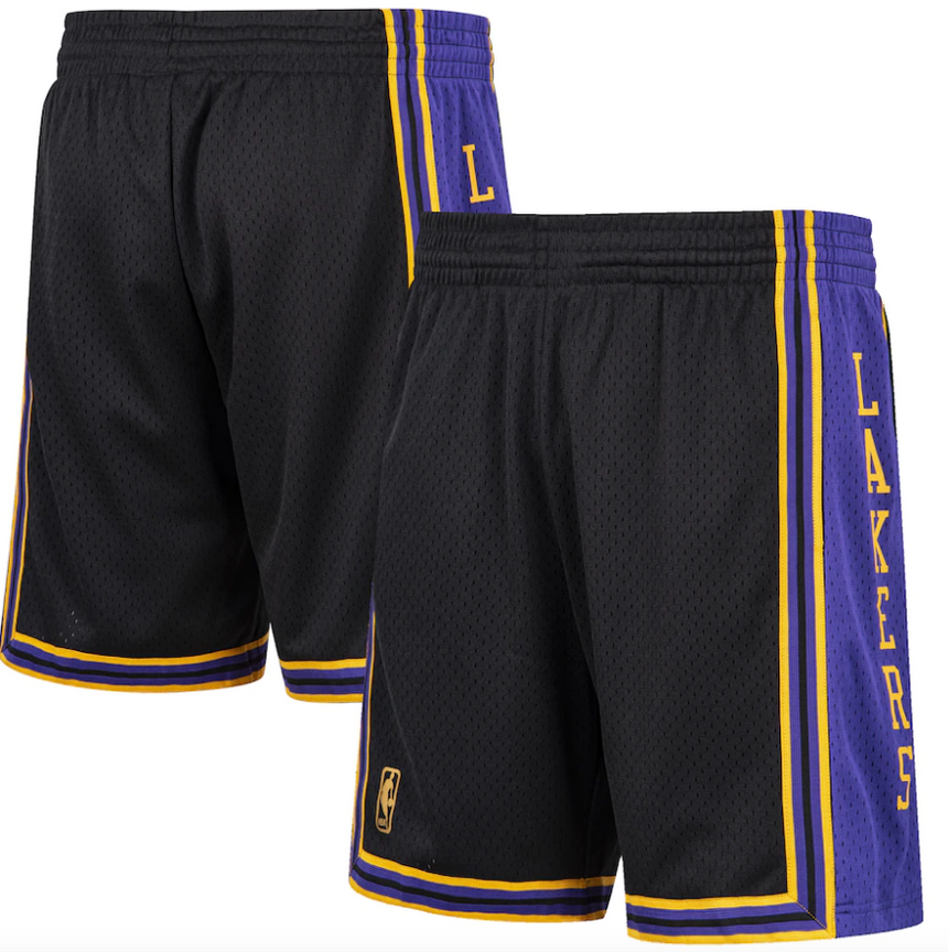 Men's Los Angeles Lakers Mitchell & Ness Black Hardwood Classic Reload Swingman Shorts - Pro Jersey Sports