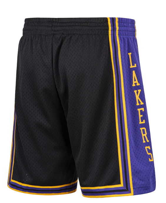 Men's Los Angeles Lakers Mitchell & Ness Black Hardwood Classic Reload Swingman Shorts - Pro Jersey Sports