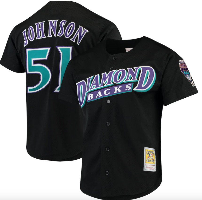 Men’s Arizona Diamondbacks Randy Johnson Mitchell & Ness Black Cooperstown Collection Batting Practice Jersey - Pro Jersey Sports