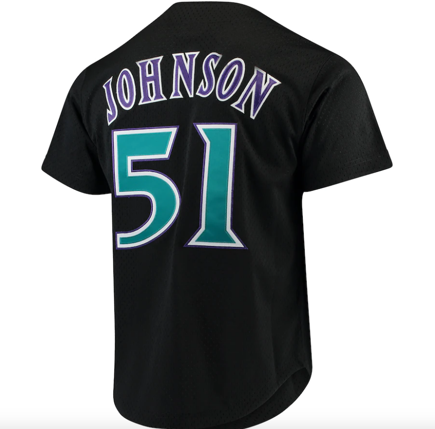 Men’s Arizona Diamondbacks Randy Johnson Mitchell & Ness Black Cooperstown Collection Batting Practice Jersey - Pro Jersey Sports