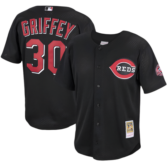 Men’s Cincinnati Reds Ken Griffey Jr. Mitchell & Ness Black Cooperstown Collection Batting Practice Jersey - Pro Jersey Sports