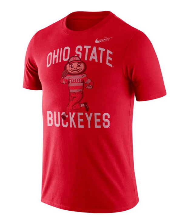Men's Ohio State Buckeyes Nike Old School Mascot Tee- Scarlet - Pro Jersey Sports
