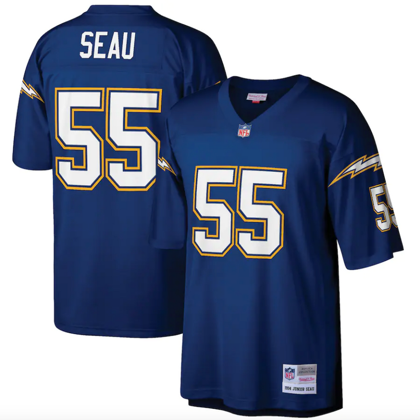 Junior Seau San Diego Chargers Mitchell & Ness Retired Player Legacy Replica Jersey - Navy - Pro Jersey Sports